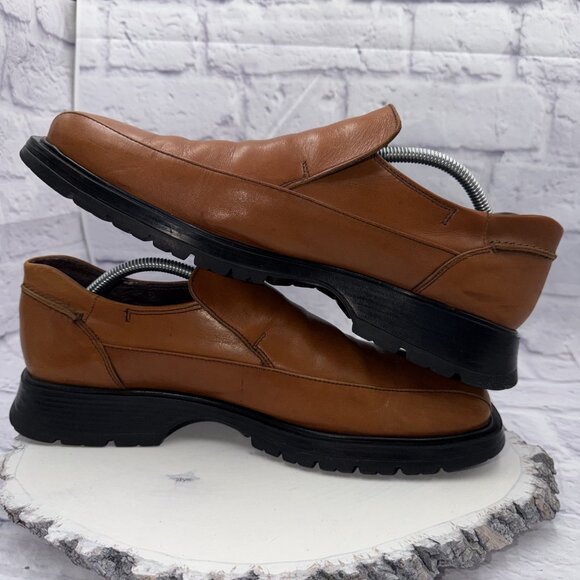 Kenneth Cole Reaction Men’s 10.5 Brown Leather Slip On Loafers Casual Shoes - Picture 6 of 12